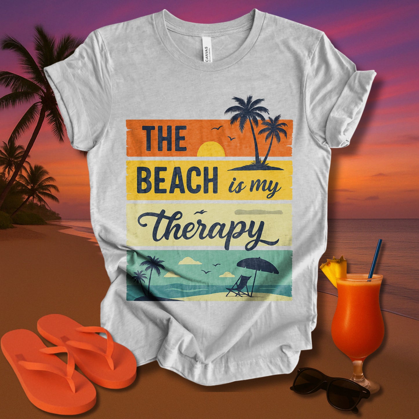 The Beach Is My Therapy 2.0 Unisex Short Sleeve Tee