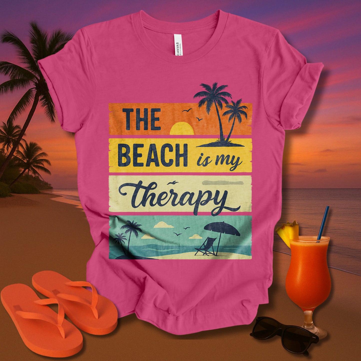 The Beach Is My Therapy 2.0 Unisex Short Sleeve Tee