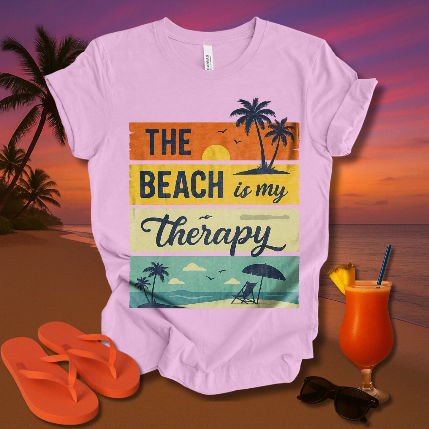 The Beach Is My Therapy 2.0 Unisex Short Sleeve Tee
