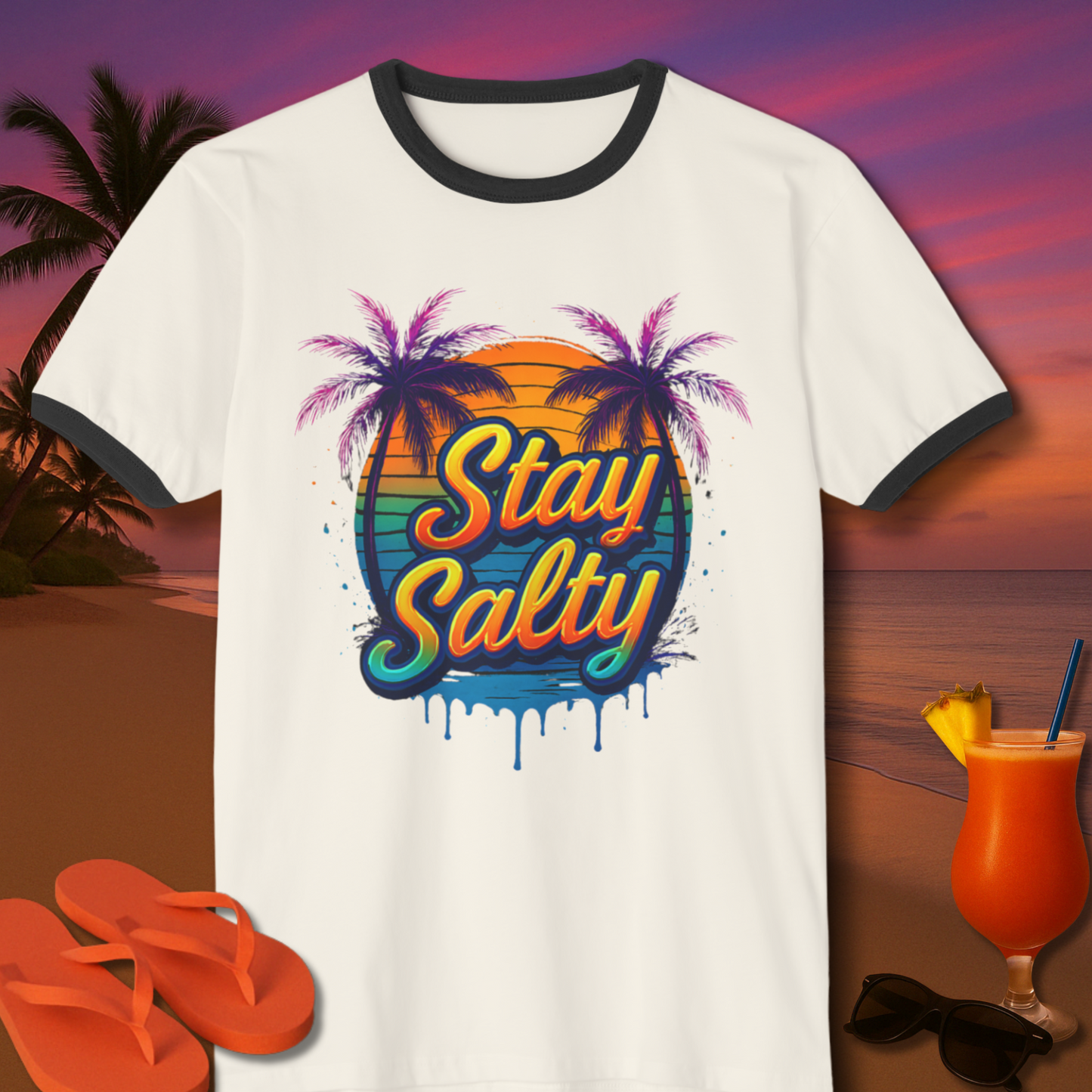 Stay Salty Cotton Ringer T-Shirt