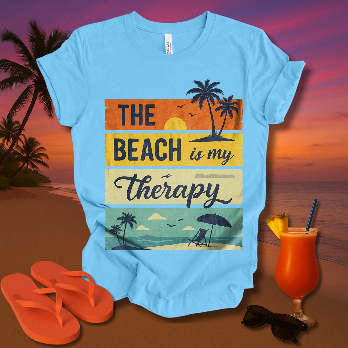 The Beach Is My Therapy 2.0 Unisex Short Sleeve Tee