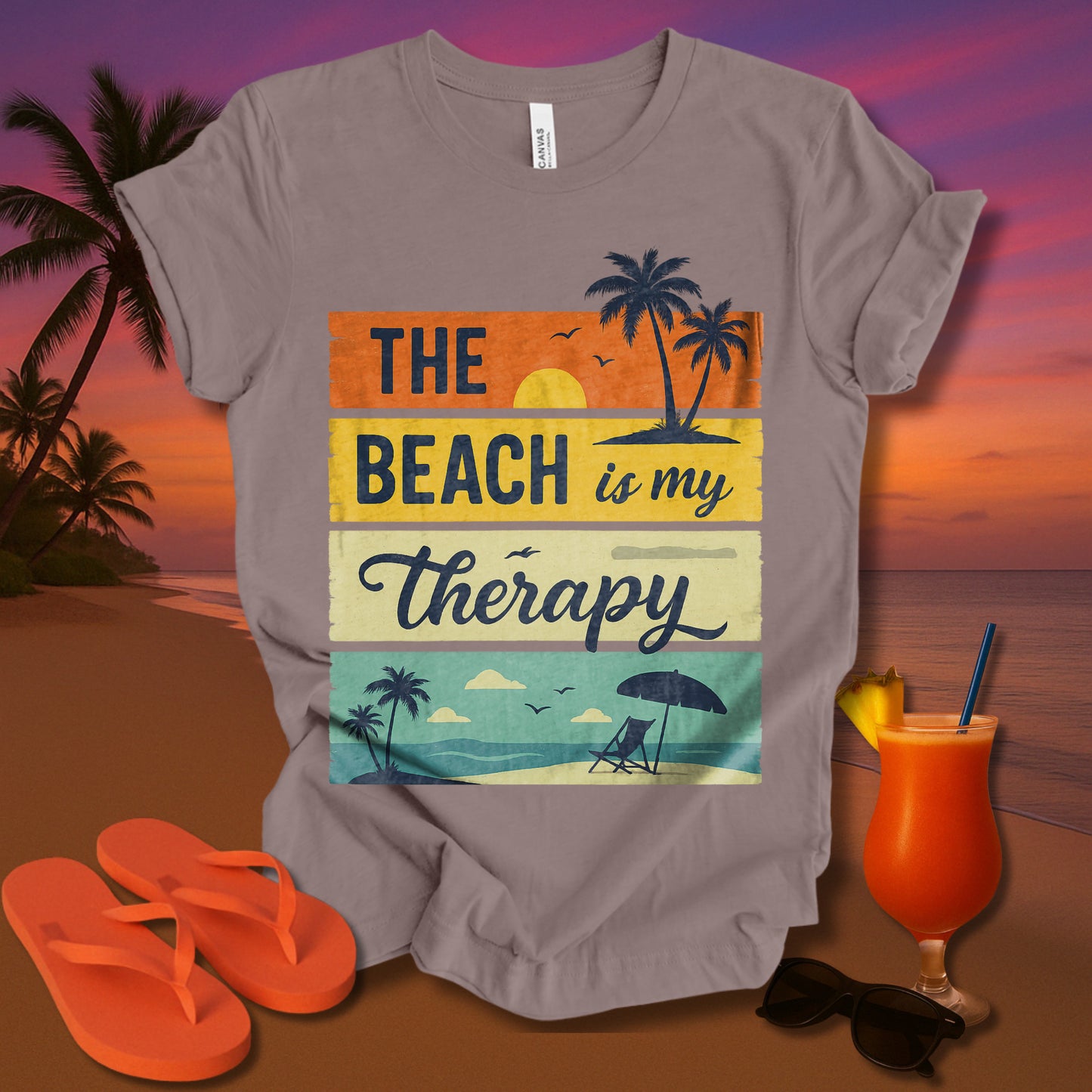 The Beach Is My Therapy 2.0 Unisex Short Sleeve Tee