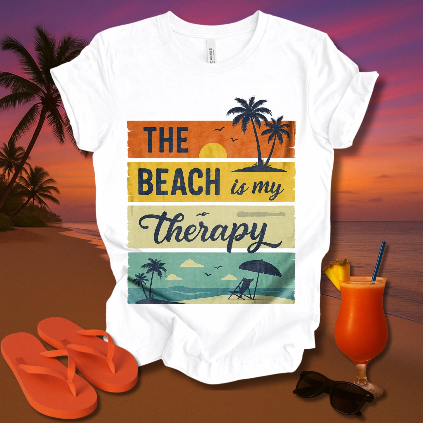The Beach Is My Therapy 2.0 Unisex Short Sleeve Tee