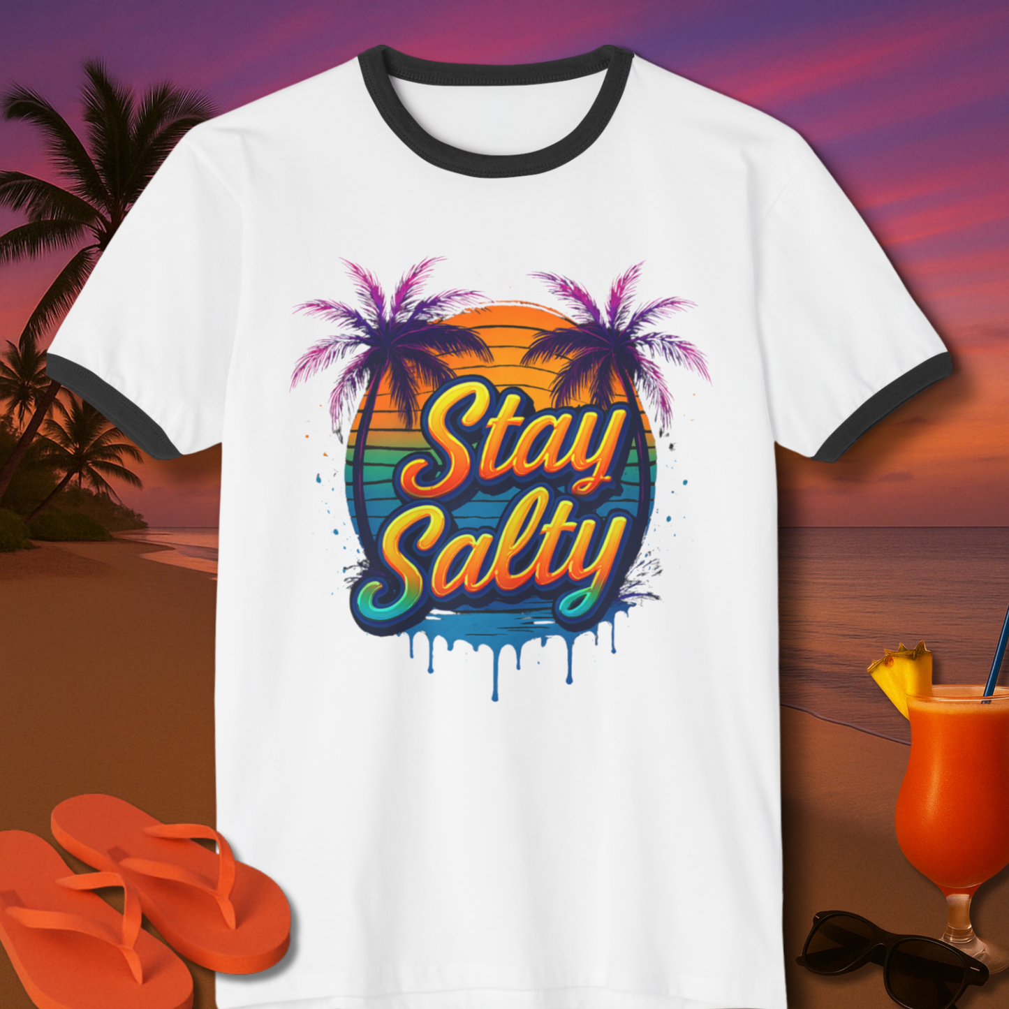 Stay Salty Cotton Ringer T-Shirt