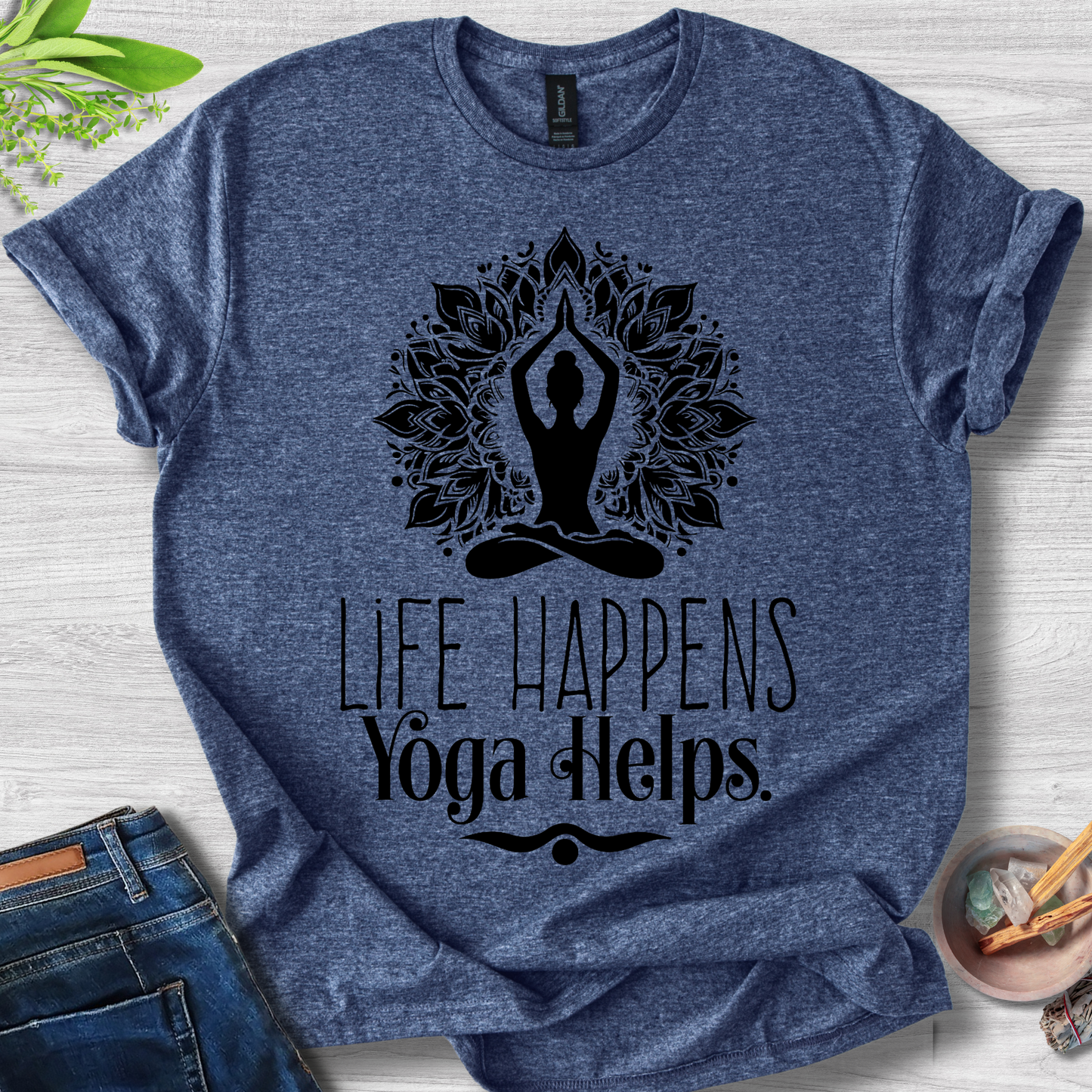 Life Happens Yoga Helps Unisex Softstyle T-Shirt