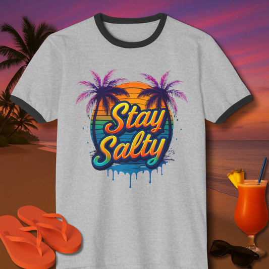 Stay Salty Cotton Ringer T-Shirt
