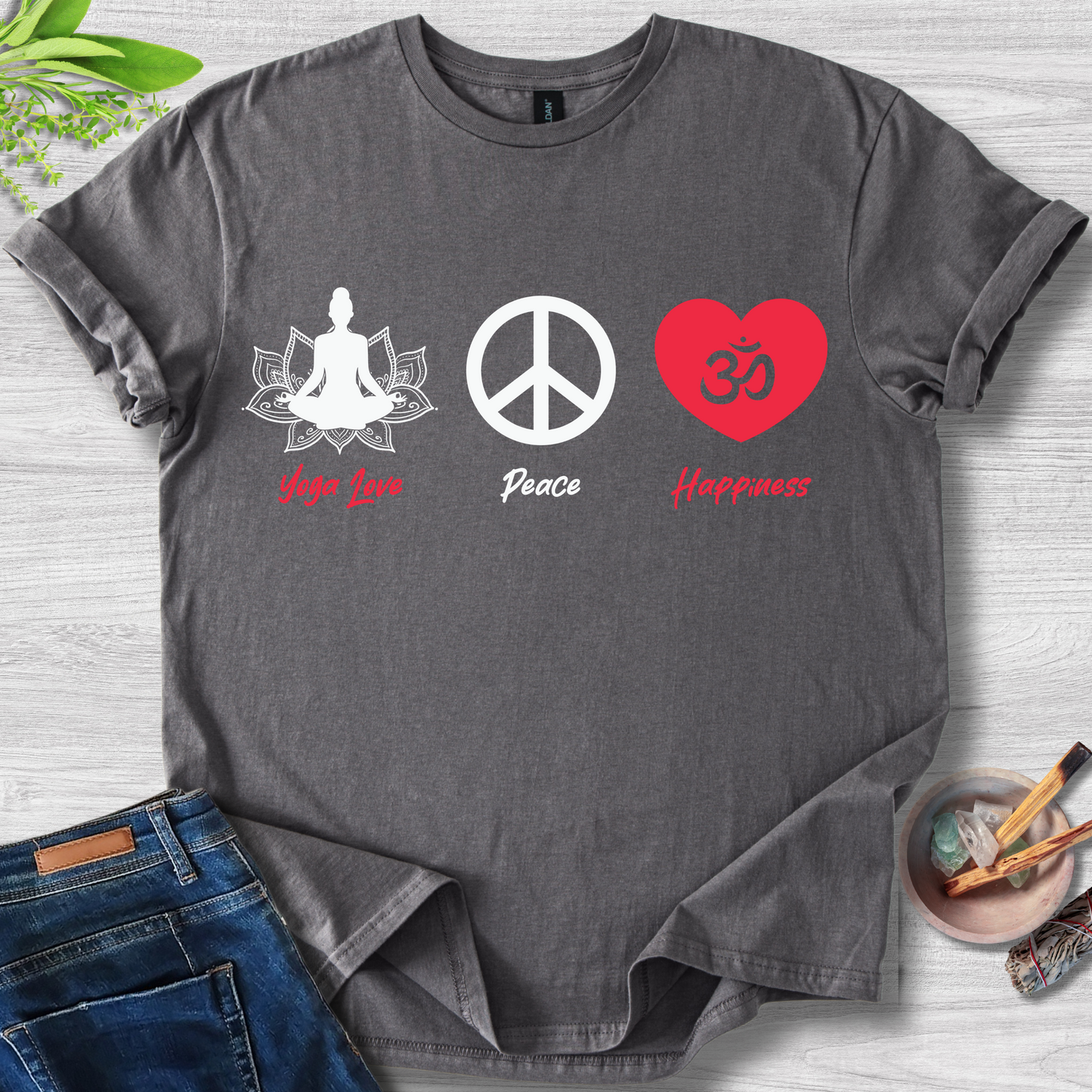 Yoga · Peace · Happiness T-Shirt