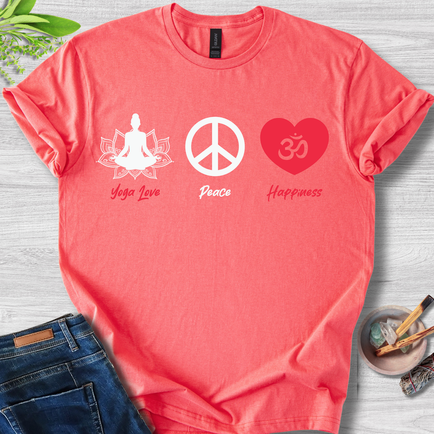 Yoga · Peace · Happiness T-Shirt