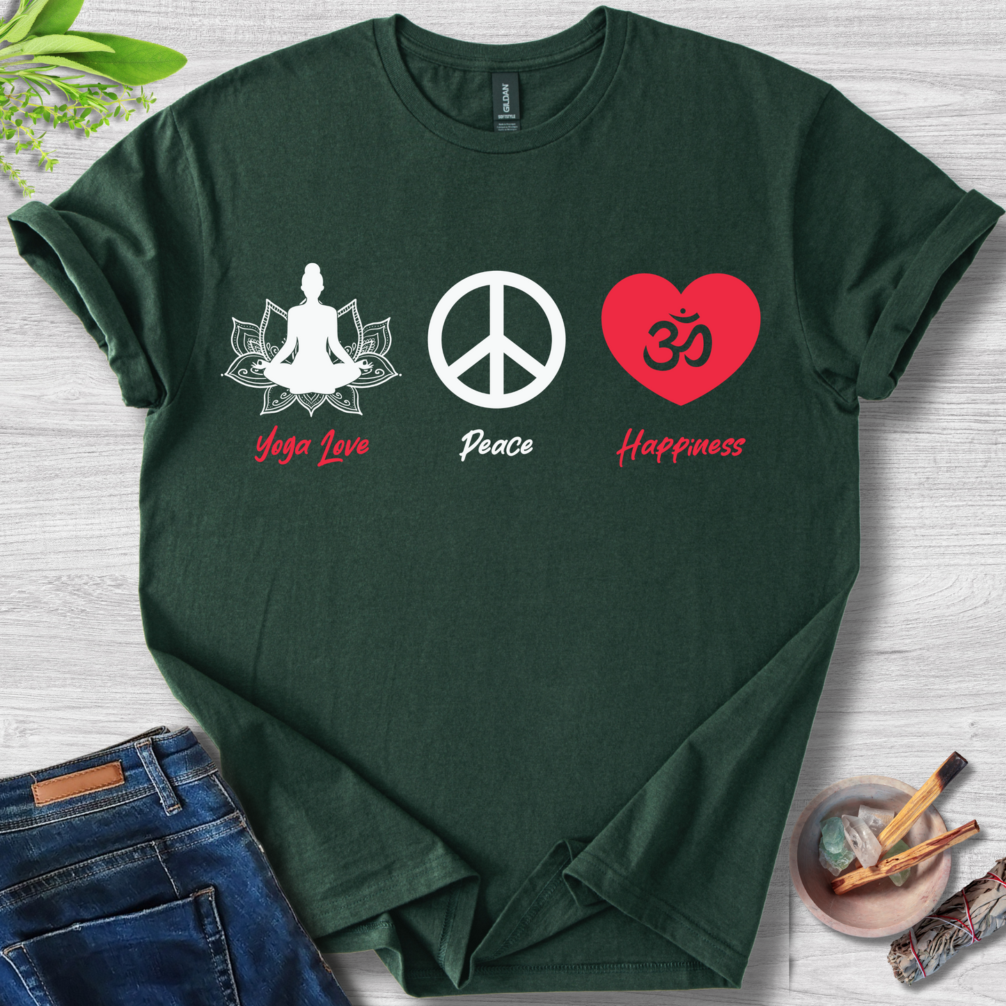 Yoga · Peace · Happiness T-Shirt