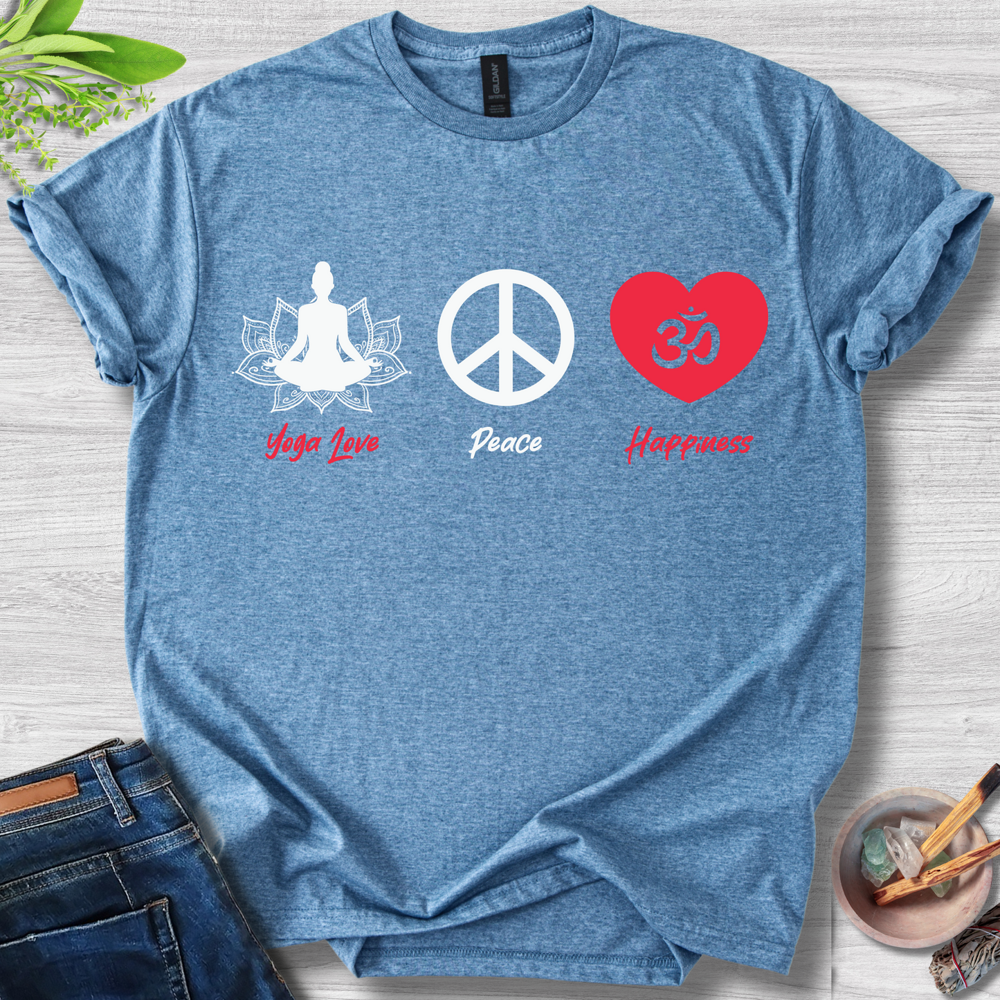 Yoga · Peace · Happiness T-Shirt
