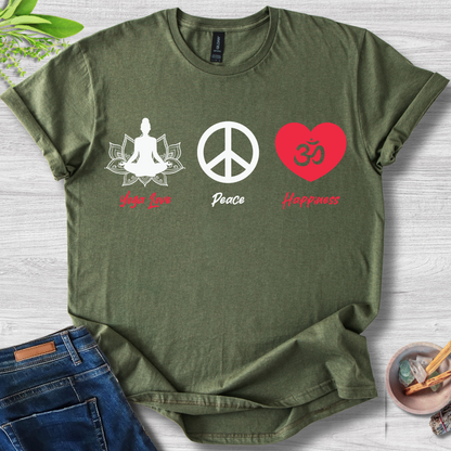 Yoga · Peace · Happiness T-Shirt