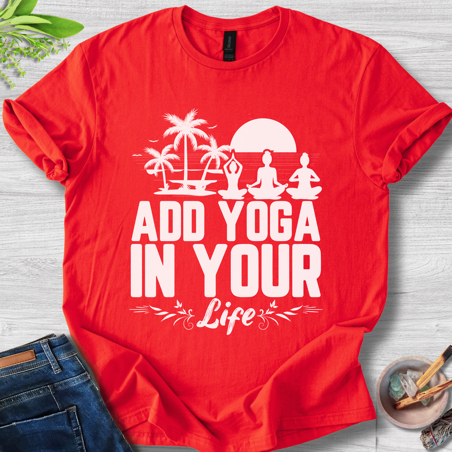 Add Yoga In Your Life Unisex Softstyle T-Shirt