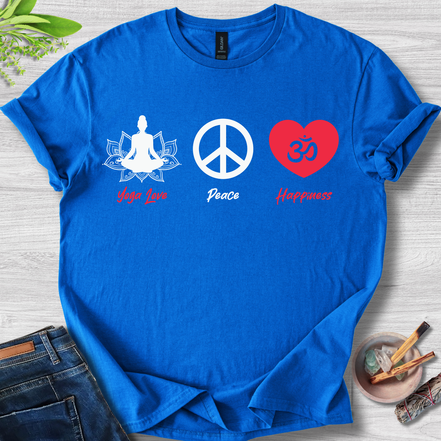 Yoga · Peace · Happiness T-Shirt